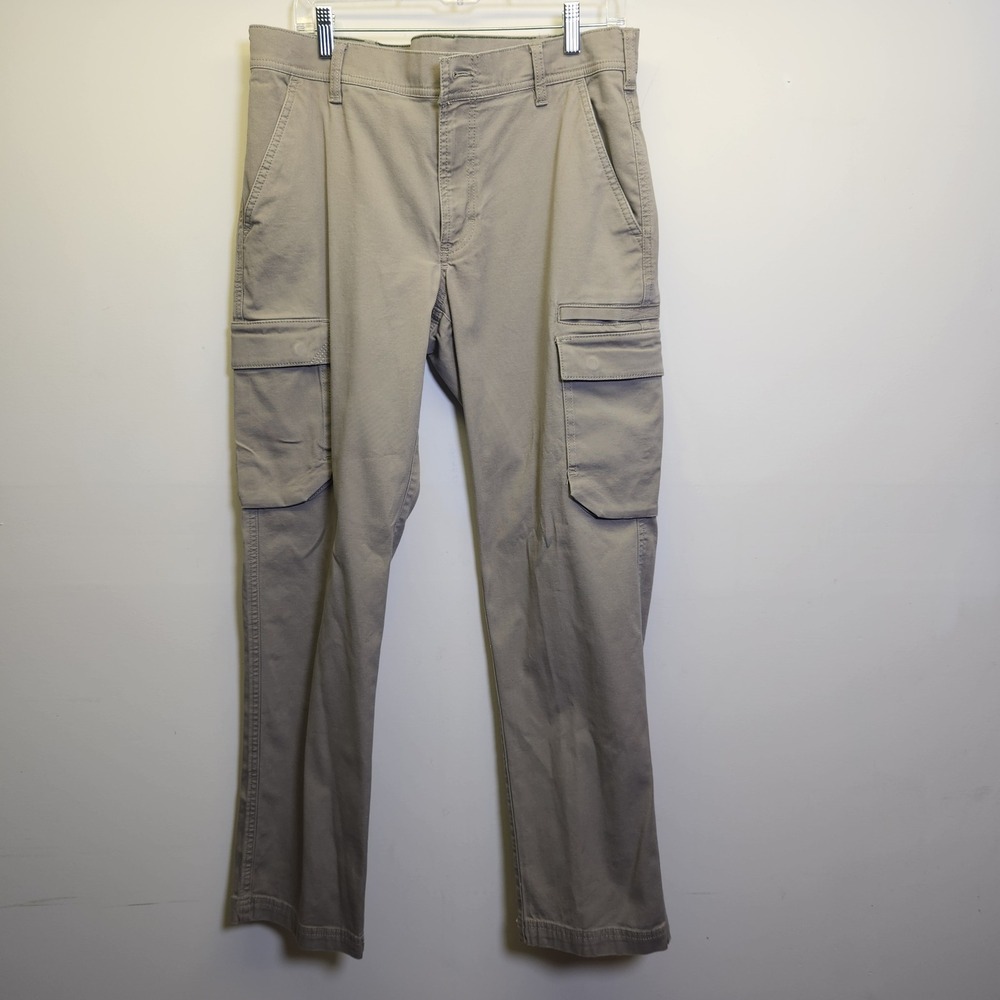 L.L. Bean BeanFlex Canvas Cargo Pants 34x30 Khaki Men's Straight Leg 517627